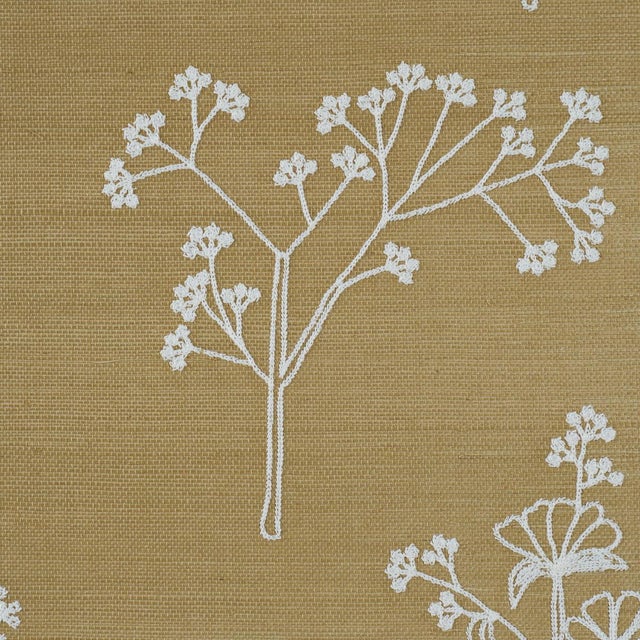 2020s Schumacher Lisbeth Embroidered Sisal Wallcovering In Olive For Sale - Image 5 of 6