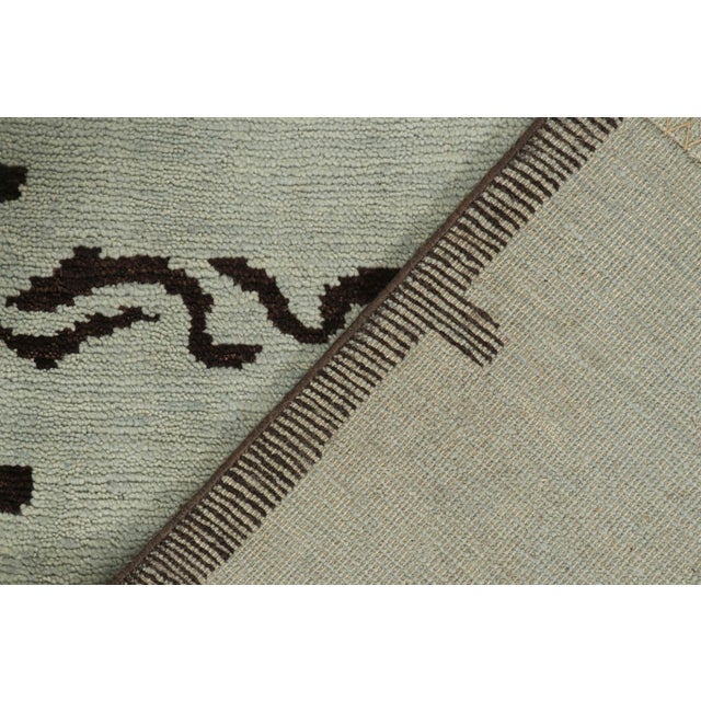 Late 20th Century Rug & Kilim’s Modern Abstract Runner in Blue & Gray With a Rich Brown Pattern For Sale - Image 5 of 7