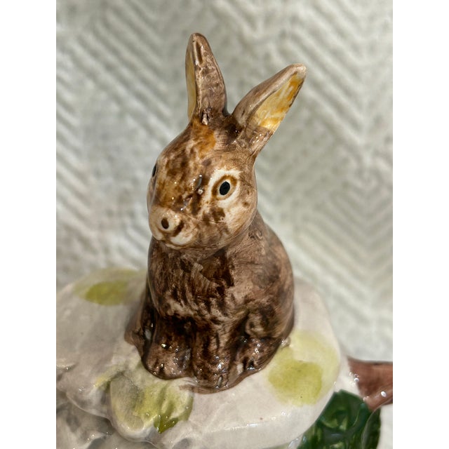 Antique White Vintage CBK Majolica Style Bunny Rabbit Tea Pot For Sale - Image 8 of 11