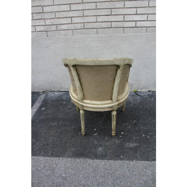 French Early 20th Century French Louis XVI Style Hand Painted Carved Chair, New Upholstery For Sale - Image 3 of 9