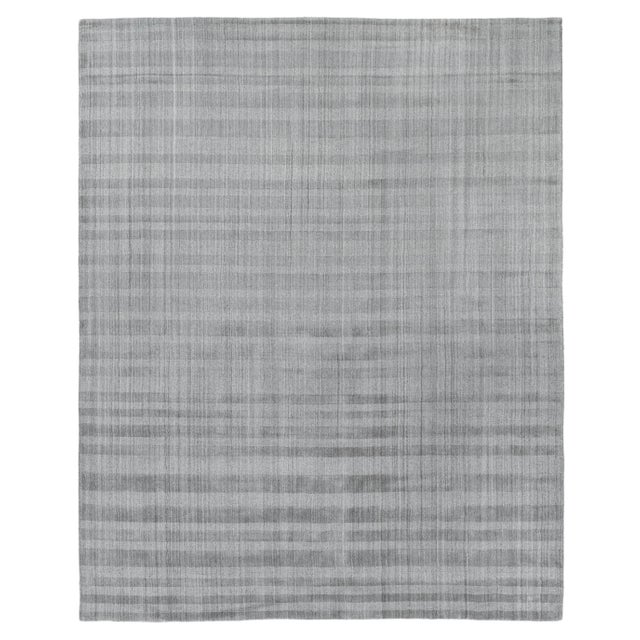 Gray Iscar Hand loom Wool/Viscose Gray Rug-10'x14" For Sale - Image 8 of 8