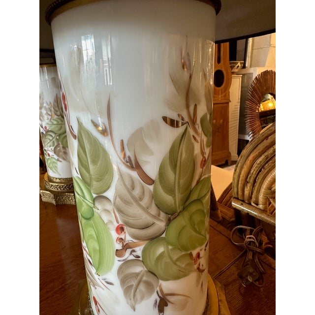 White Chinese Porcelain Lamps With Brass Bases and Custom Shades -a Pair For Sale - Image 8 of 13