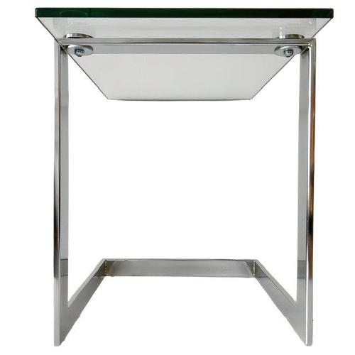 Vintage Postmodern Glass Side Table in Chrome from Gebra, Germany, 1980s For Sale - Image 3 of 6