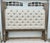 Wood King Sleigh Bed Vintage Transitional Style Tufted Upholstered Linen Taupe For Sale In Philadelphia - Image 6 of 15