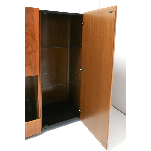Wood Modular Mirror Top Wall Unit with Integrated Bar Cabinet, Italy, 1970s For Sale - Image 7 of 18
