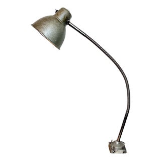 Industrial Grey Workshop Gooseneck Table Lamp, 1960s For Sale