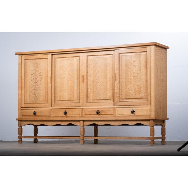 1960s Brutalist Oak Sideboard attributed to Henning Kjærnulf, Denmark, 1960s For Sale - Image 5 of 18