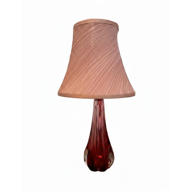 Val Saint Lambert Pink Crystal Table Lamp With Custom Silk Shade, C. 1950s For Sale In Austin - Image 6 of 12