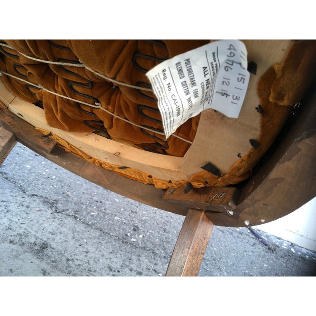 1960s Vintage 1960s Orange Chair Mid Century Caned Tufted Armchair For Sale - Image 5 of 6