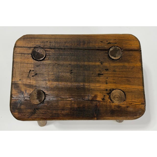 Handmade Primitive Style Wooden Stool For Sale In Kansas City - Image 6 of 7