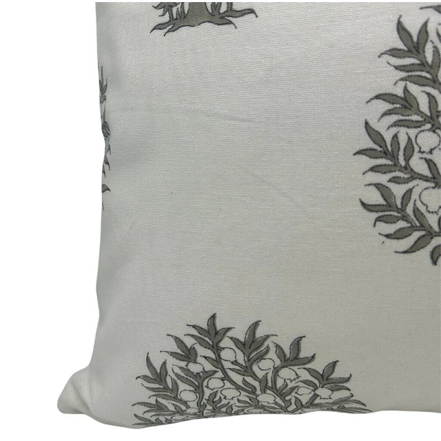 Fabdivine Handcrafted Block Print Cushion Cover 22x22 Inch Thick Cotton White-Anar For Sale - Image 4 of 6