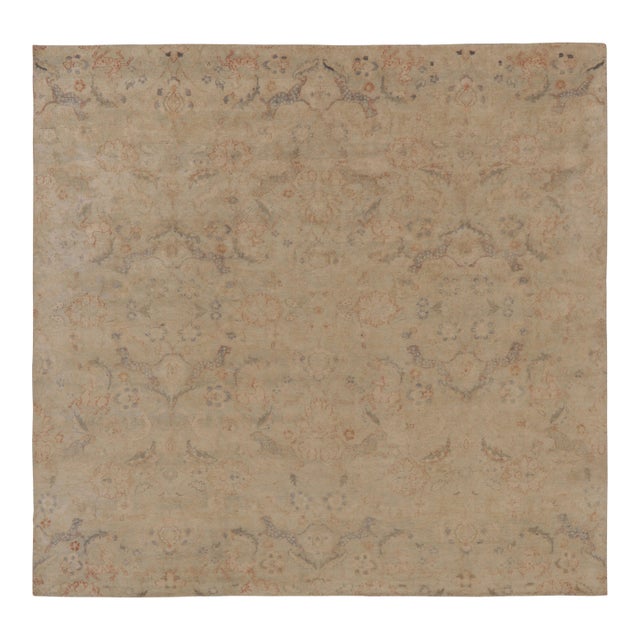 Rug & Kilim’s Modern Classics Rug in Beige and Gray All-Over Floral Pattern For Sale