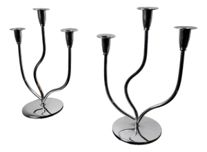 Art Deco Candlesticks in Stainless Steel, Spain, 1970s, Set of 2