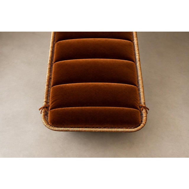 Brazilian Modern Sculptural Chaise in Wicker, Mohair, Steel and Brass, Att. Carlo Hauner, Brazil, 1950s For Sale - Image 18 of 18
