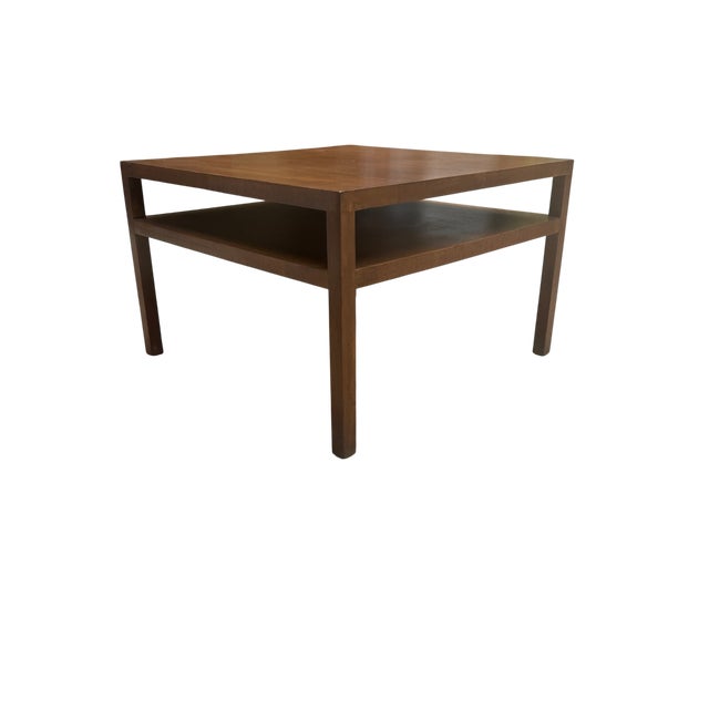 Brown Mid-Century John Widdicomb Walnut Square Cocktail Table With Open Shelf For Sale - Image 8 of 18