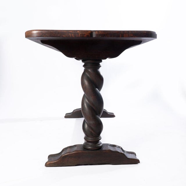 Brown Early 20th Century Carved Oak Barley Twist Hall Table Made by Flints Fine Furniture New York For Sale - Image 8 of 10