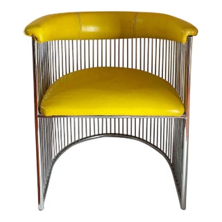 Vintage Mid Century Modern Chrome Warren Platner Style Armchair For Sale