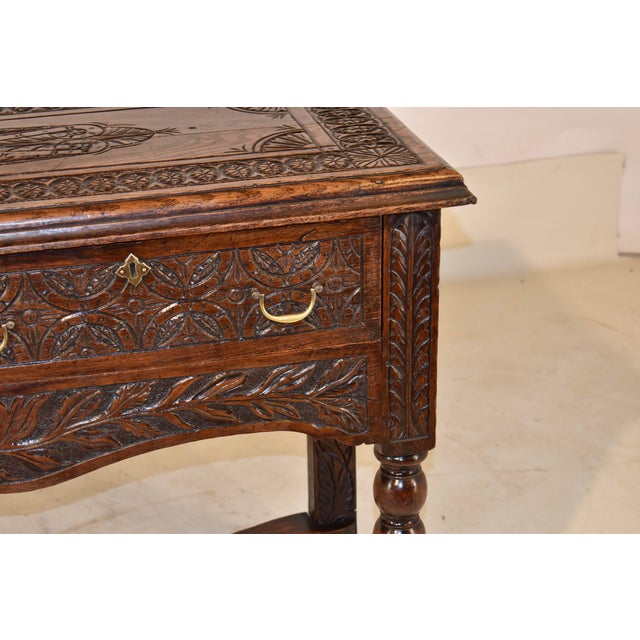 18th Century English Oak Sideboard With Gorgeous Hand-Carving For Sale - Image 12 of 12