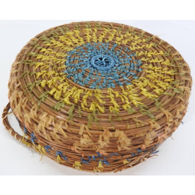 Wood Vintage Chinese Round Pine Needle Basket For Sale - Image 7 of 9