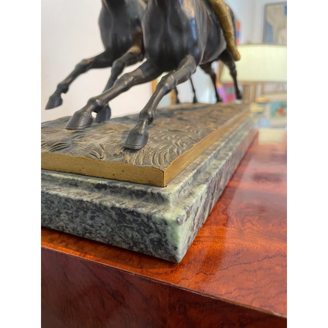 Metal Antique Horse Race Bronze Sculpture For Sale - Image 7 of 10