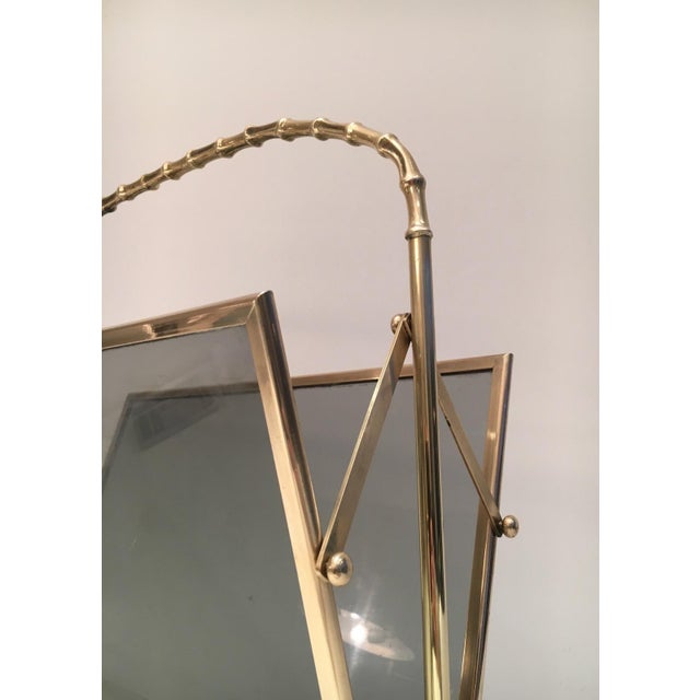 1940s Brass and faux bamboo magazine rack with tinted glass panels on each side. French For Sale - Image 6 of 10