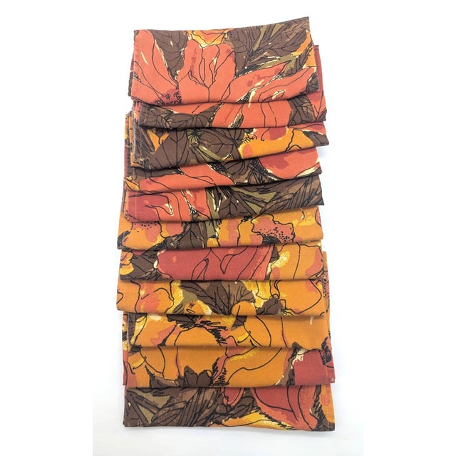 Mid-Century Modern 1970's Vera Neumann "Autumn" Cotton Napkins, Set of 11 For Sale - Image 3 of 12