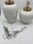 Metal Sahara Sand White Ceramic Table Lamps With Hand Painted Brush Strokes With Shades - a Pair For Sale - Image 7 of 11