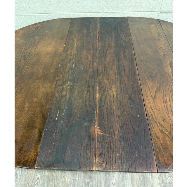 Antique Arts & Crafts Mission Quarter Sawn Oak Pedestal Dining Table For Sale - Image 11 of 16