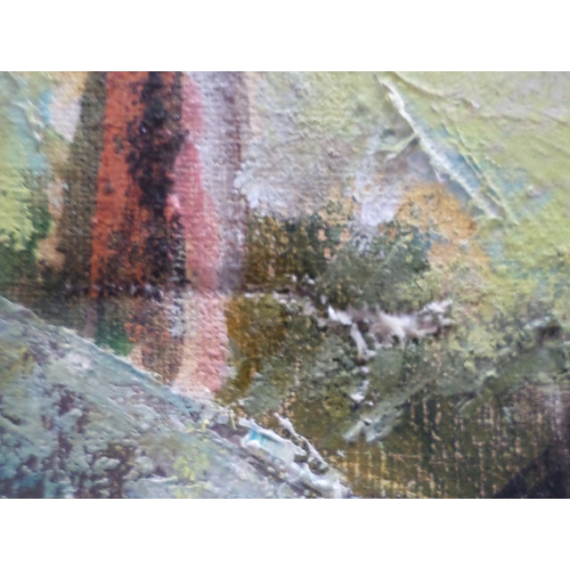 Yellow 1960s Mid Century Modern Seascape Signed Impressionist Oil Painting on Canvas, Framed For Sale - Image 8 of 13