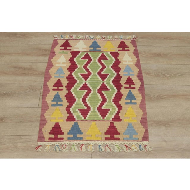 1970s Turkish Vintage Rams Horn Design Ikat Beige Hand Knotted Kilim Rug For Sale - Image 12 of 12