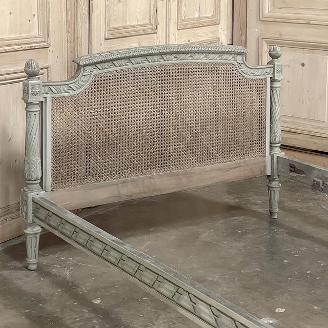 19th Century French Louis XVI Painted Cane Bed by Hopilliart & Leroy of Paris For Sale - Image 16 of 18