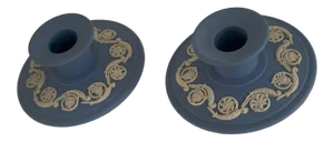 1960s English Wedgwood Jasperware Candle Holders - a Pair