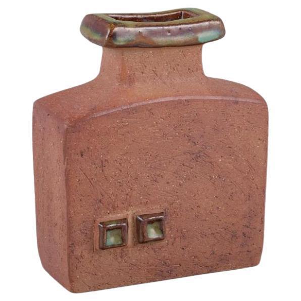 Brown Ceramic Vase by Curt Magnus Addin, 1970s For Sale - Image 8 of 8