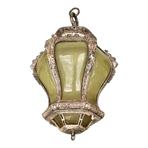 Antique Ceiling Light - Bronze With Art Glass