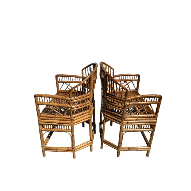 Mid 20th Century Pair of Brighton Pavilion Burnt Bamboo Pagoda Chairs For Sale - Image 9 of 15