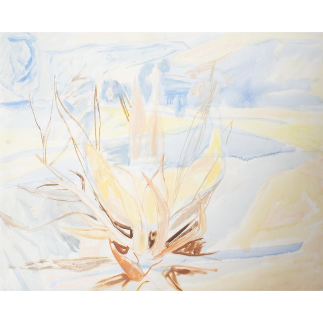 A 1967 oil on board painting, titled "Altiplano," by American artist Fritz Kackley. This painting features a campfire like...