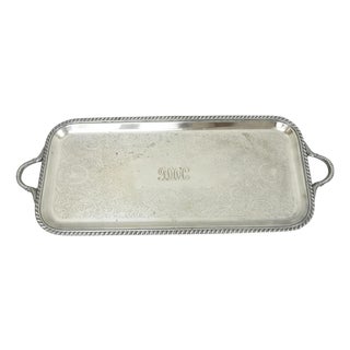 Vintage Black Starr & Gorham Silver Plated Narrow Serving Platter Bar Tray For Sale