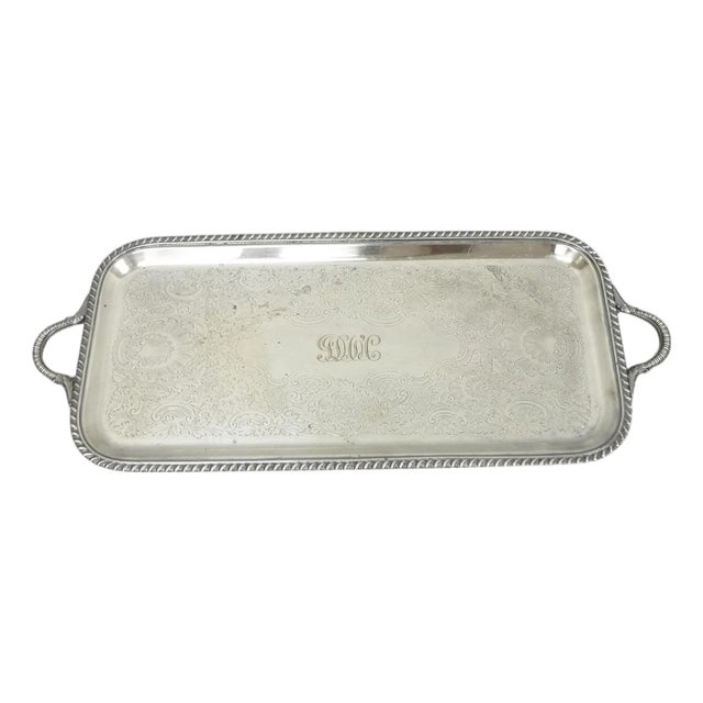 Vintage Black Starr & Gorham Silver Plated Narrow Serving Platter Bar Tray For Sale