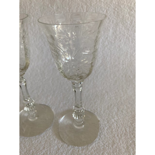 Vintage cut glass organic design cordial glasses set of 3.