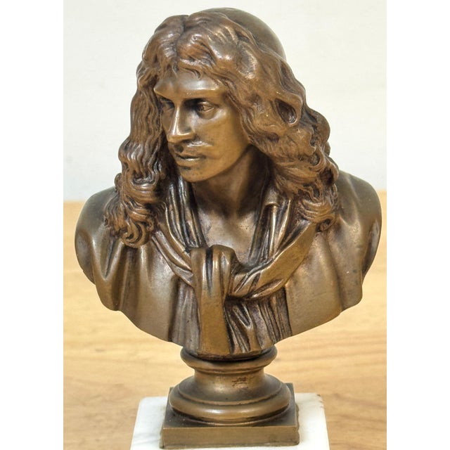 Bronze Reduction Bust of Molière by F. Barbedienne, after Caffieri For Sale - Image 9 of 18