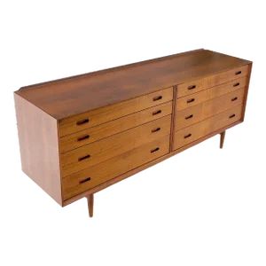Vodder Sibast Danish Mid-Century Modern Teak Long 8 Drawers Credenza Dresser