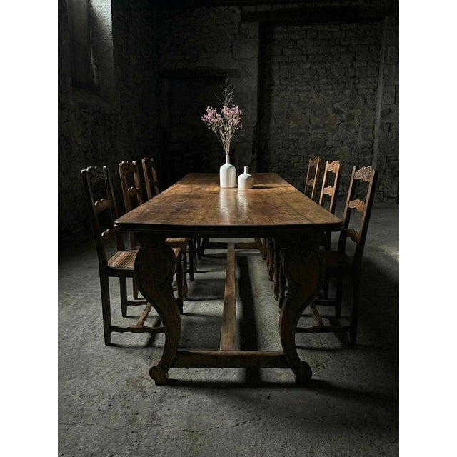 Wood Antique French Monastery Dining Table in Nutwood, 1800s For Sale - Image 7 of 8