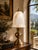 Elegant alabaster lamp shade with a graceful bell-shaped silhouette and beautiful natural veining in soft ivory, cream,...