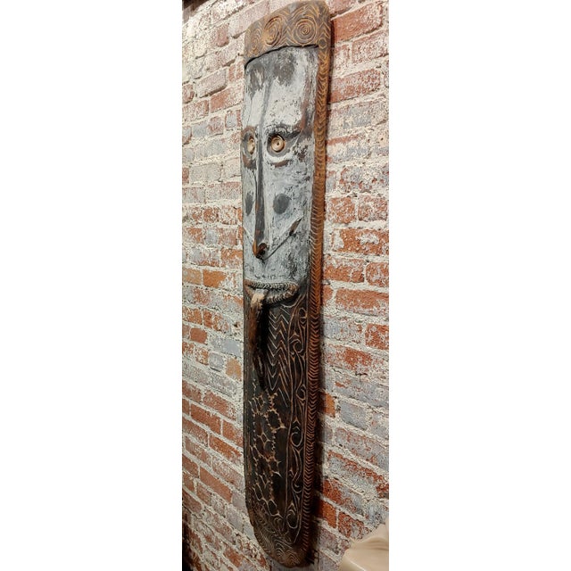 White 19th Century Antique Oceanic Tribal Mask W/Long Nose & Tongue For Sale - Image 8 of 11