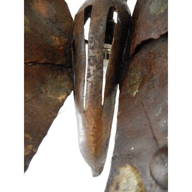 Metal Midcentury Italian Brutalist Wrought Iron Butterfly Sconce For Sale - Image 7 of 12