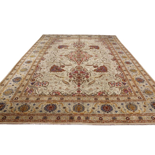 Antique Persian Kashan Rug - 08'09 X 12'06 For Sale - Image 4 of 7