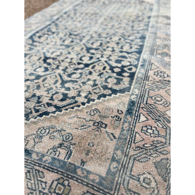 1960s Vintage Persian Blue Color With Cream Field Color Medium Size Rug For Sale - Image 4 of 6