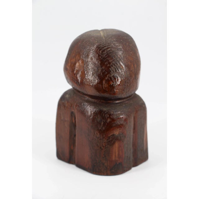 American Folk Art Primitive Wooden Woman Bust 19th Century For Sale - Image 4 of 9