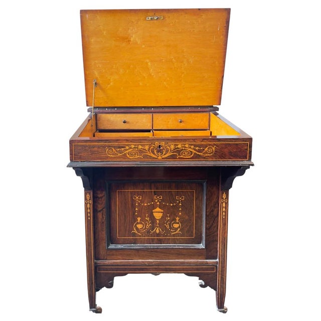 Brown Antique Victorian Davenport Desk by W.J. Mansell, 1870 For Sale - Image 8 of 17