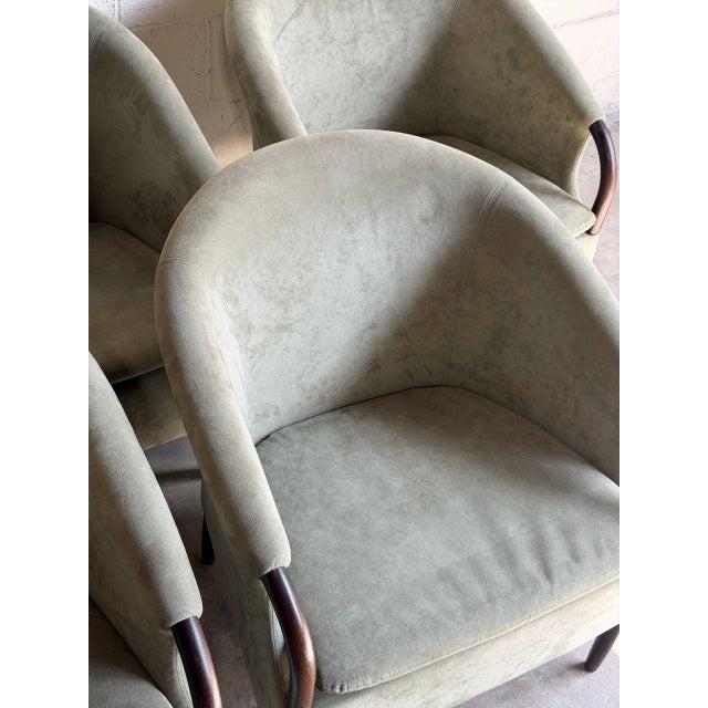 Set of 4 Mid 20th Century Danish Modern Lounge Chairs Green Upholstered Scandinavian Club Chairs For Sale - Image 10 of 10